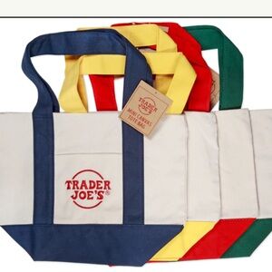 RED Trader Joe's Mini Canvas Tote Bag Only